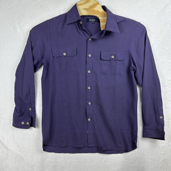 Nat Nast Men’s Long Sleeve Button Down Luxury Originals M Purple Texture Check - Picture 1 of 12